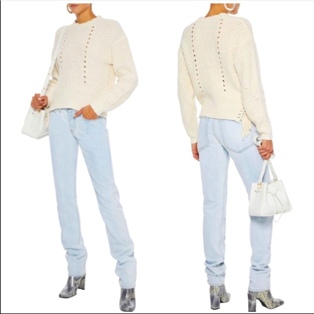 Joie Taelar Fringe Sweater in Porcelain